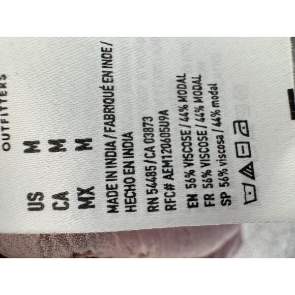 American Eagle Floral Babydoll Peplum Top M Pink Cottagecore Boho Tie Neck - Picture 5 of 5